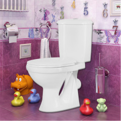 Унитаз-компакт Суперкомпакт Стандарт, горизонтальный выпуск, с сиденьем, белый (44901110522)